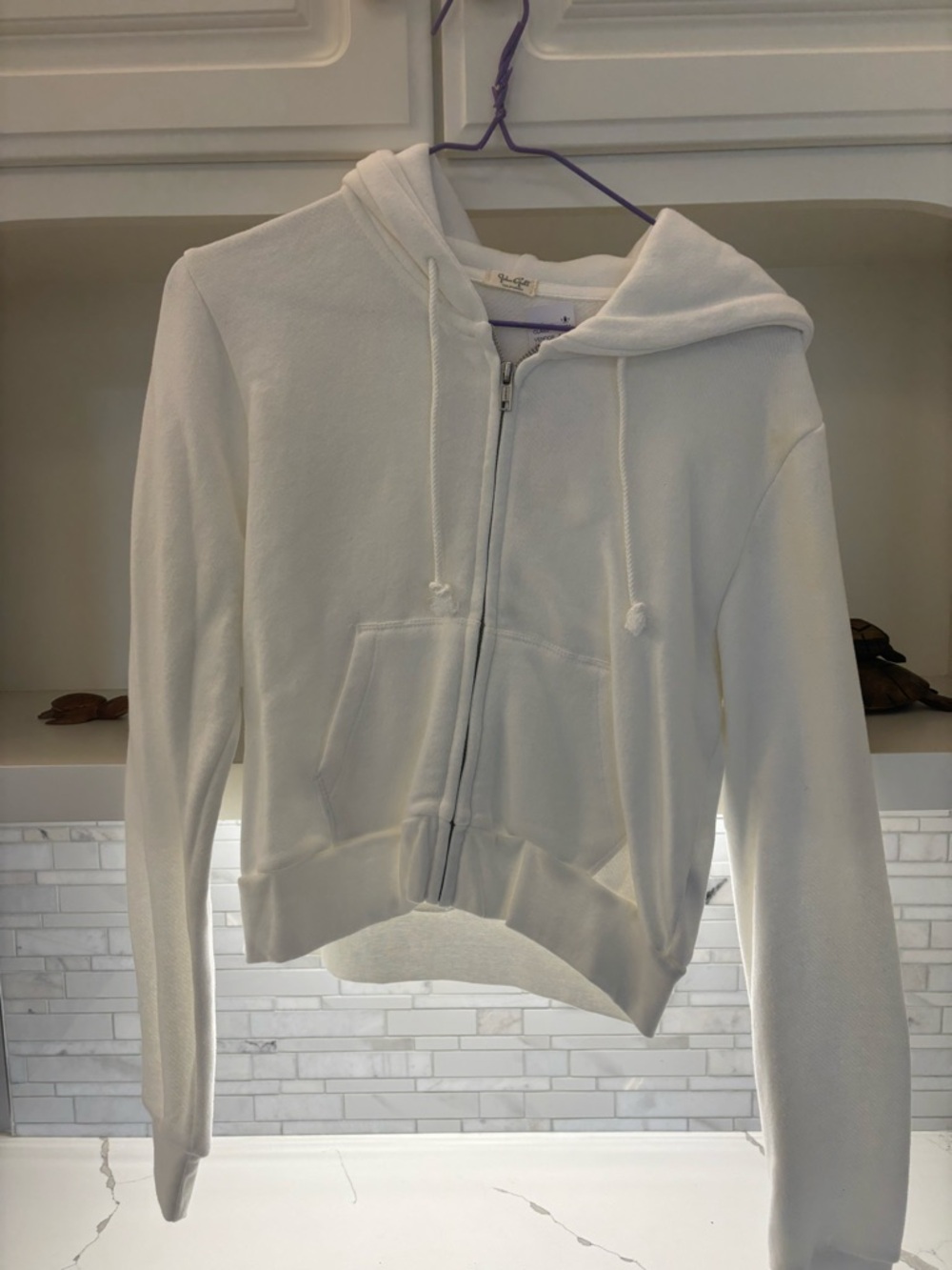 Brandy Melville White Zip Hoodie NWT Small